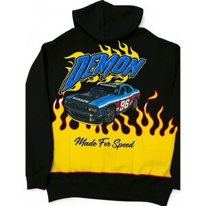 Dodge Demon XL Hoodie Men‎ Black Flames Car Hellcat SRT Logo Sweatshirt Sports
